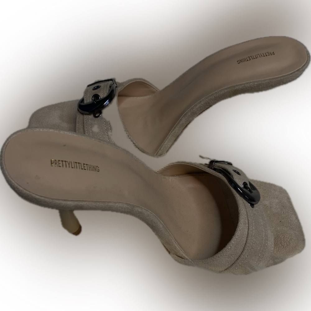 Pretty little thing suede tan pumps